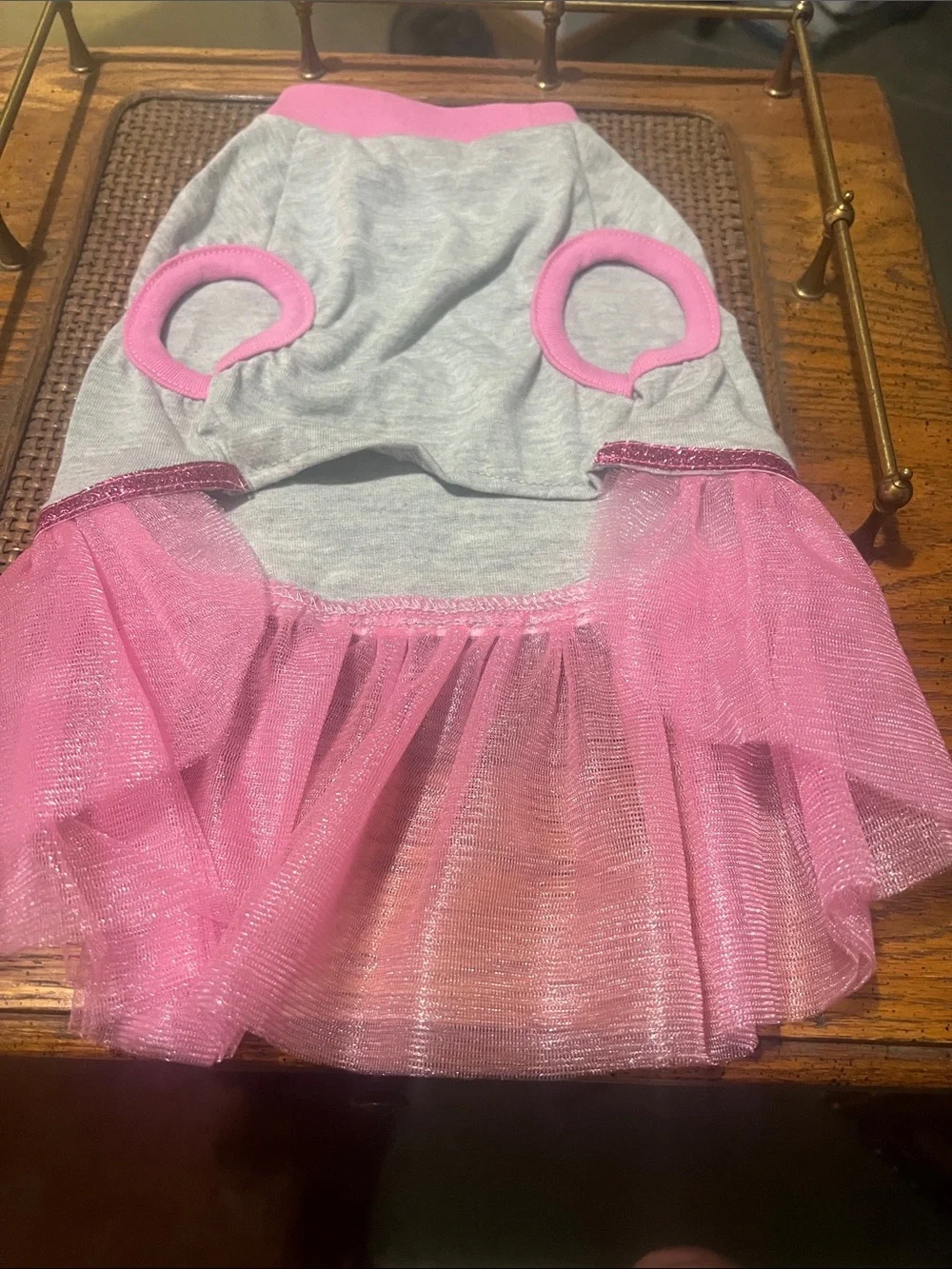 Top Paw Pink and Gray Sparkle Tulle Puppy Dress